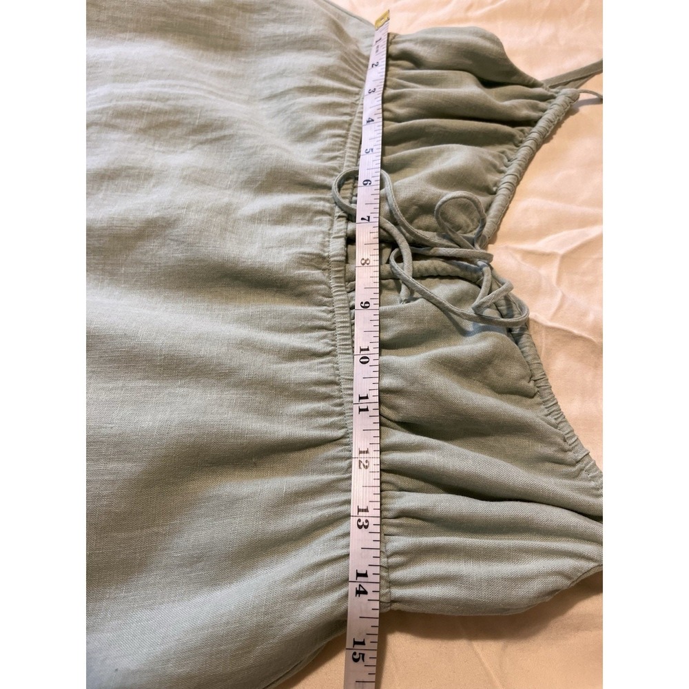 Princess Polly Empress of Love Mini Babydoll Top Dress Sage Green sz 6 Linen - Picture 14 of 15